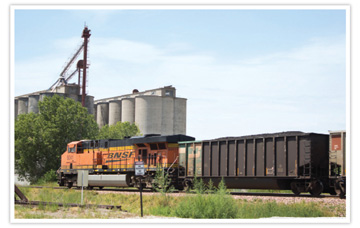 BNSF railroad and grain elevators