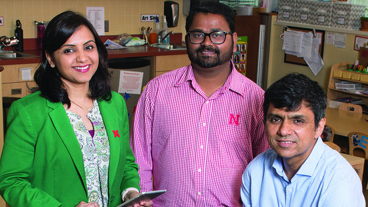Dipti Dev and colleagues in their lab.